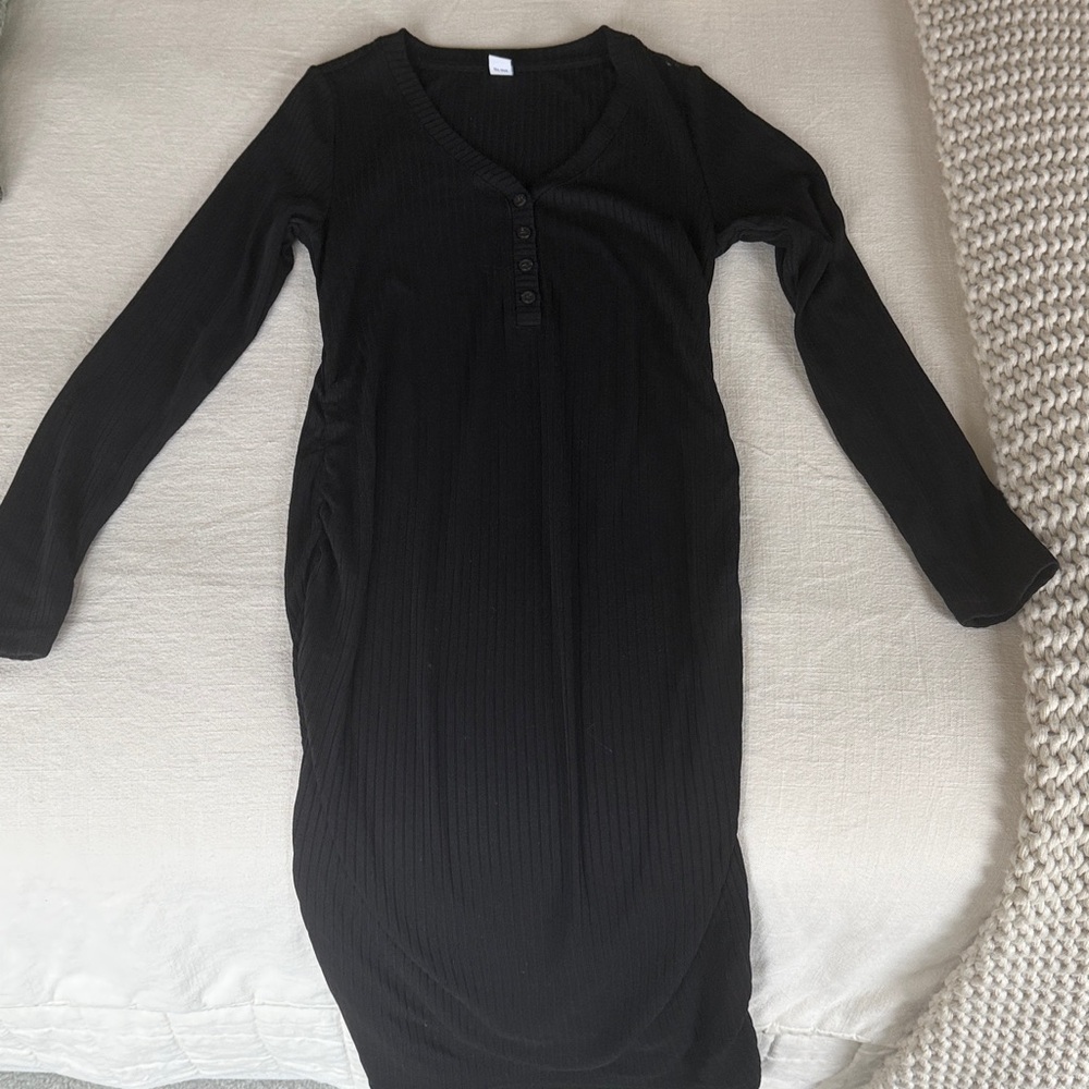 Old Navy Black Ribbed Maternity dress